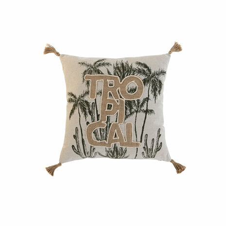 Kussen Home ESPRIT Beige Natuurlijk Tropisch Boho 45 x 5 x 45 cm 1