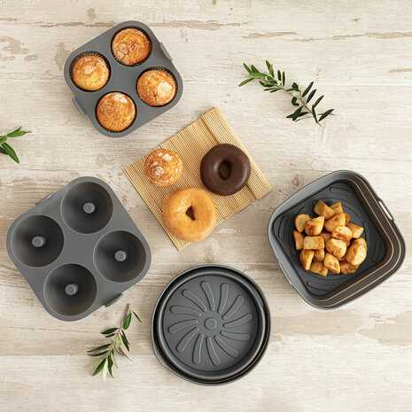 Opvouwbaar siliconen mandje voor airfryer Quid Naturalia 20 x 20 x 7 cm (12 Stuks) 4