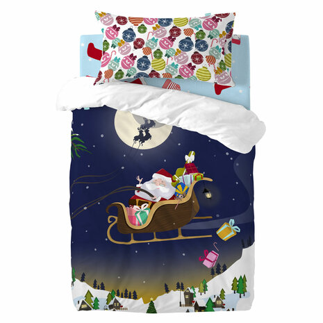 Dekbedovertrek set HappyFriday XMAS Multicolour Wieg voor baby&apos;s 2 Onderdelen 1