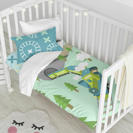 Dekbedovertrek set HappyFriday Happynois Train Multicolour Wieg voor baby&apos;s 2 Onderdelen 3