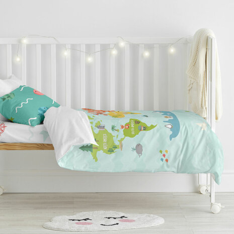 Dekbedovertrek set HappyFriday Happynois World Map Multicolour Wieg voor baby&apos;s 2 Onderdelen 3