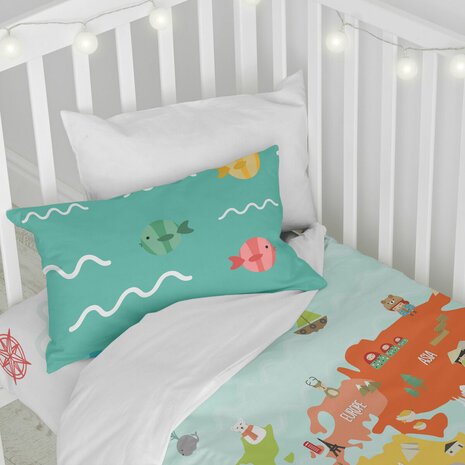 Dekbedovertrek set HappyFriday Happynois World Map Multicolour Wieg voor baby&apos;s 2 Onderdelen 4
