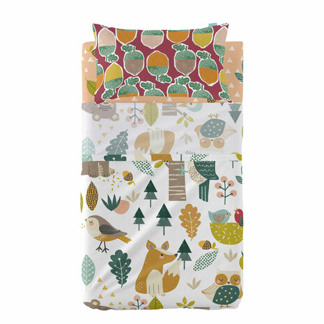 Beddengoedset HappyFriday Moshi Moshi Harvestwood Multicolour Wieg voor baby&apos;s 2 Onderdelen 1