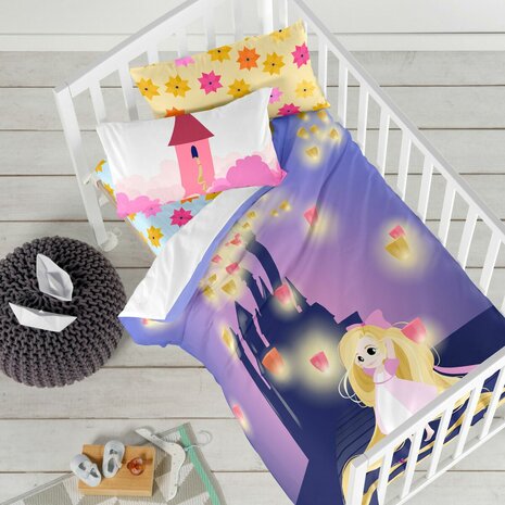 Onderlaken HappyFriday MR FOX Blauw Multicolour 60 x 120 x 14 cm Blommor 3