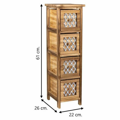 Ladekast Alexandra House Living Bruin Hout Paulownia hout 26 x 61 x 22 cm 4