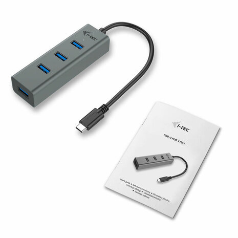 USB-HUB i-Tec C31HUBMETAL403 USB x 4 Grijs Zwart 1