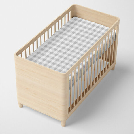 Verstelbaar onderlaken HappyFriday Basic Kids Grijs 70 x 140 x 14 cm Vichy 2