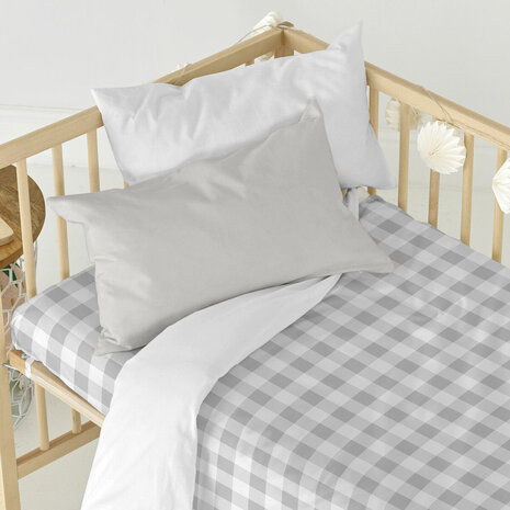 Verstelbaar onderlaken HappyFriday Basic Kids Grijs 70 x 140 x 14 cm Vichy 3
