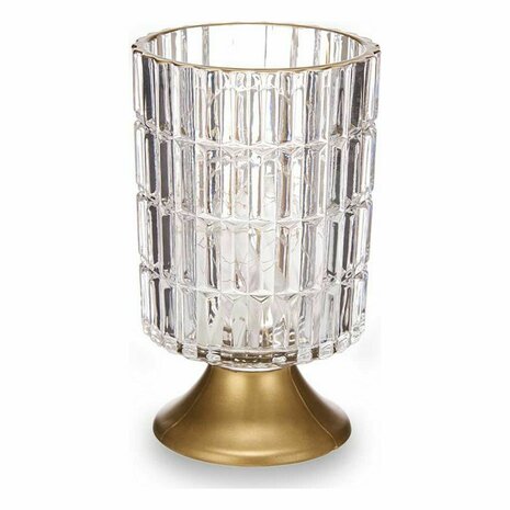Led-lantaarn Metaal Gouden Transparant Glas (10,7 x 18 x 10,7 cm) 1