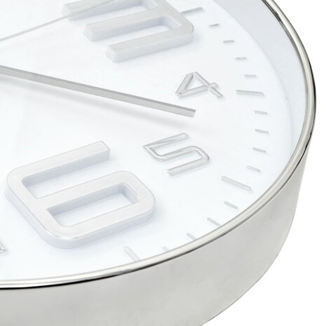 Wandklok 30 cm zilverkleurig 5