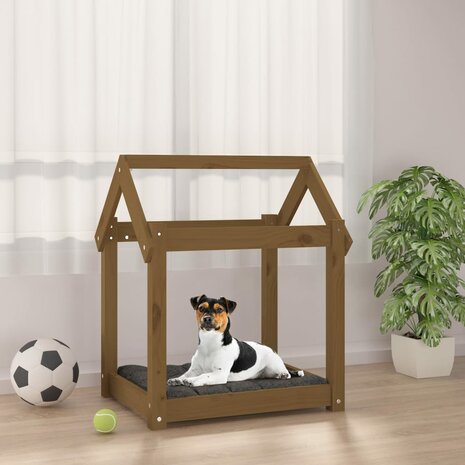 Hondenmand 61x50x70 cm massief grenenhout honingbruin 1
