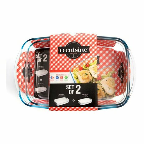 Set met ovenschalen Ô Cuisine 334SA05 Transparant Glas (2 pcs) 1