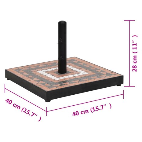 Parasolvoet vierkant 12 kg terracottakleurig wit 7