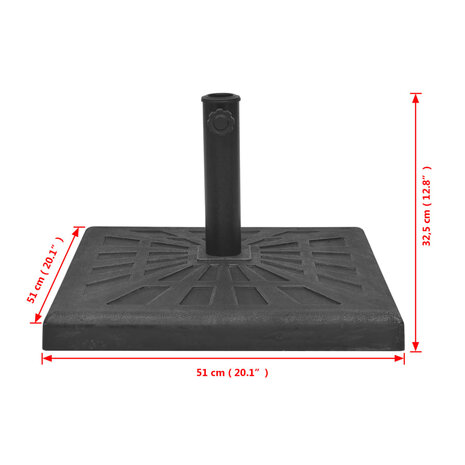 Parasolvoet vierkant 19 kg hars zwart 9