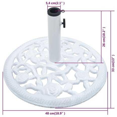 Parasolvoet 12 kg 48 cm gietijzer wit 7