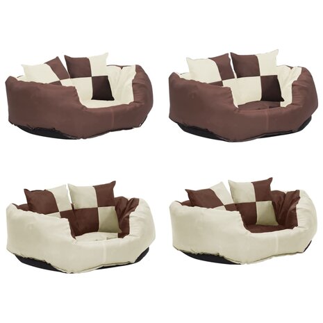 Hondenkussen omkeerbaar en wasbaar 65x50x20 cm bruin en crème 9