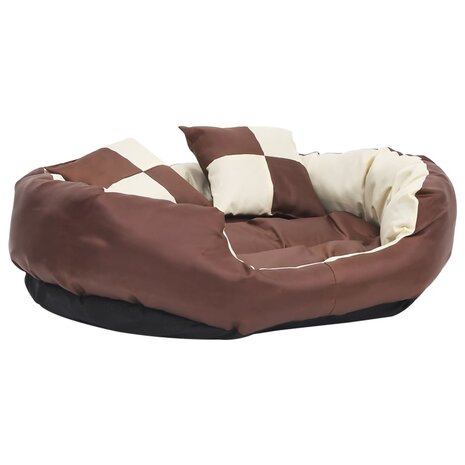 Hondenkussen omkeerbaar en wasbaar 85x70x20 cm bruin en crème 2