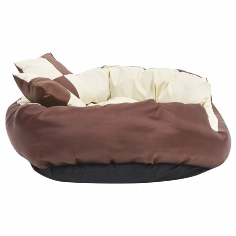 Hondenkussen omkeerbaar en wasbaar 85x70x20 cm bruin en crème 4