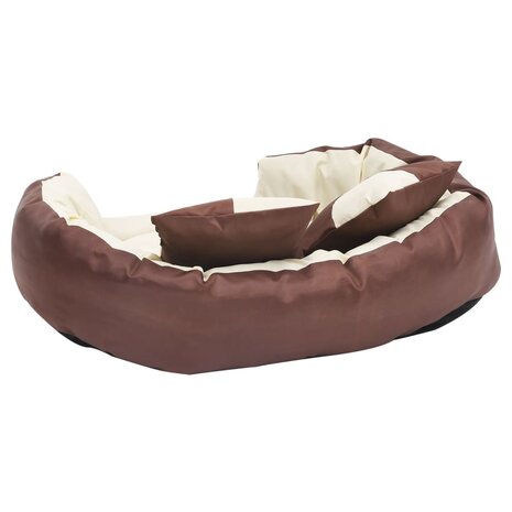 Hondenkussen omkeerbaar en wasbaar 85x70x20 cm bruin en crème 5