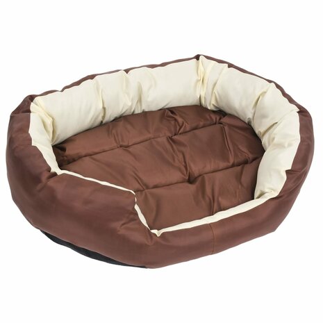 Hondenkussen omkeerbaar en wasbaar 85x70x20 cm bruin en crème 7
