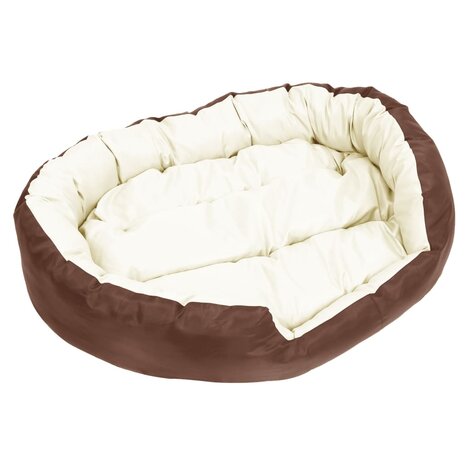 Hondenkussen omkeerbaar en wasbaar 110x80x23 cm bruin en crème 7