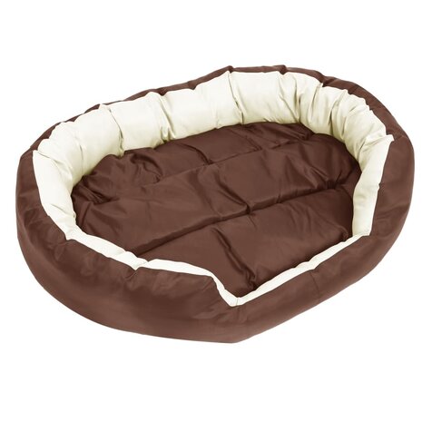 Hondenkussen omkeerbaar en wasbaar 110x80x23 cm bruin en crème 8