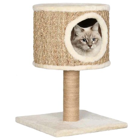 Kattenmeubel met huis en krabpaal 52 cm zeegras 1
