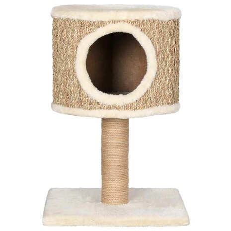 Kattenmeubel met huis en krabpaal 52 cm zeegras 3