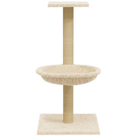 Kattenmeubel met sisal krabpaal 74 cm crèmekleurig 4