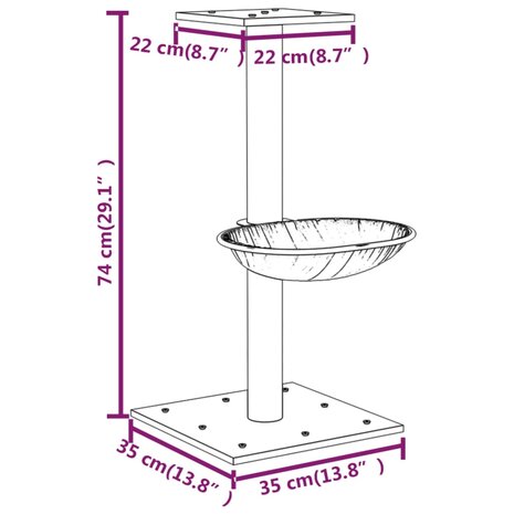 Kattenmeubel met sisal krabpaal 74 cm crèmekleurig 9