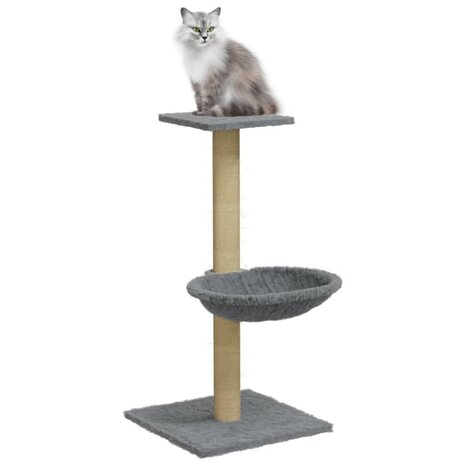 Kattenmeubel met sisal krabpaal 74 cm lichtgrijs 3