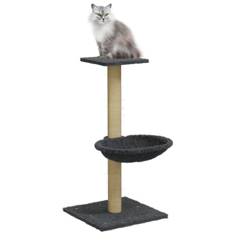 Kattenmeubel met sisal krabpaal 74 cm donkergrijs 3