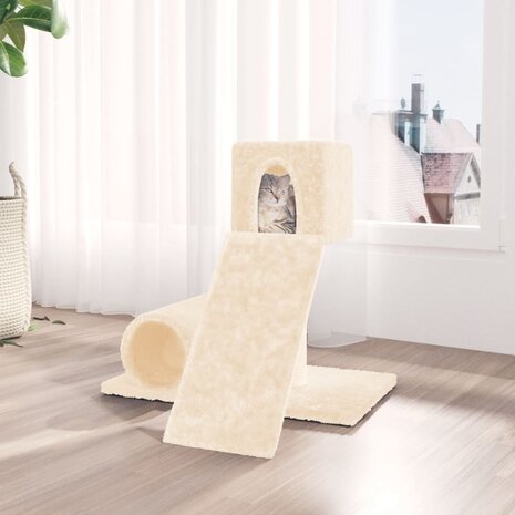 Kattenmeubel met sisal krabpaal 59 cm crèmekleurig 1