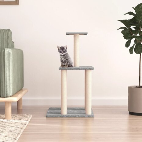 Kattenmeubel met sisal krabpalen 85,5 cm lichtgrijs 1