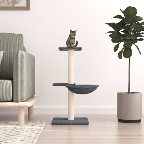 Kattenmeubel met sisal krabpalen 72 cm donkergrijs 1