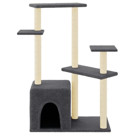 Kattenmeubel met sisal krabpalen 107,5 cm donkergrijs 3