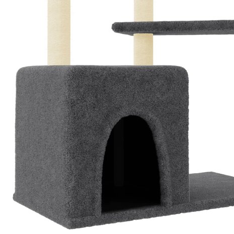Kattenmeubel met sisal krabpalen 107,5 cm donkergrijs 6