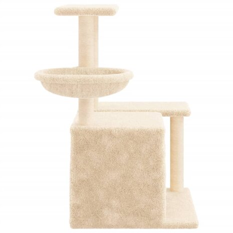 Kattenmeubel met sisal krabpalen 83 cm crèmekleurig 5