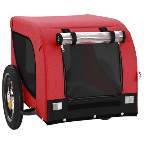 Hondenfietstrailer oxford stof en ijzer rood en zwart 4