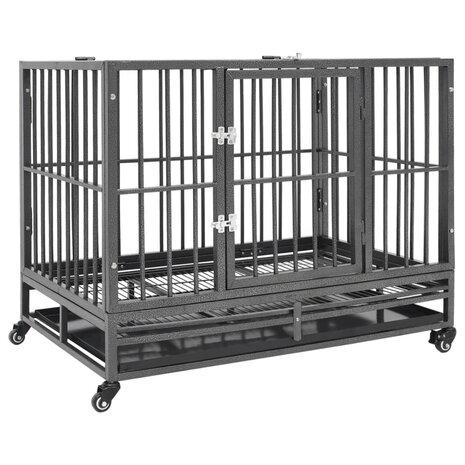 Hondenbench met wielen 92x62x76 cm staal 1