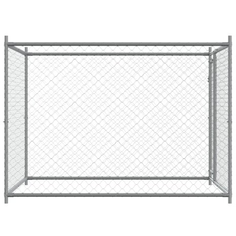 Hondenhok met deur 2x2x1,5 m gegalvaniseerd staal grijs 5