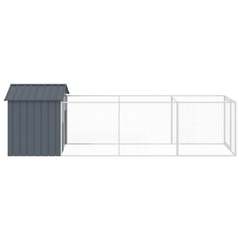 Hondenhok met dak 117x405x123 cm gegalvaniseerd staal antraciet 4
