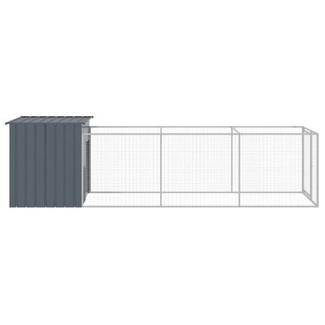 Hondenhok met ren 110x405x110 cm gegalvaniseerd staal antraciet 4