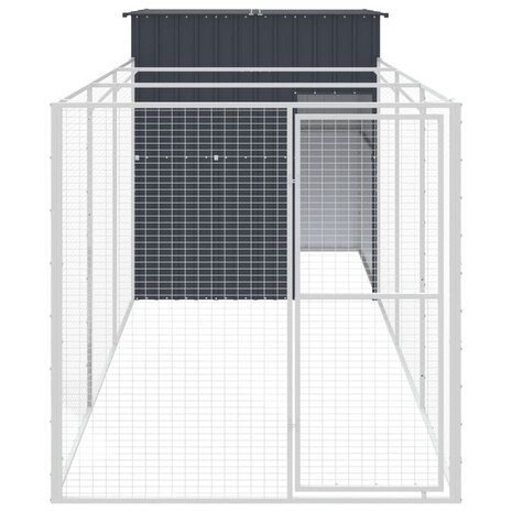 Hondenhok met ren 165x455x181 cm gegalvaniseerd staal antraciet 3