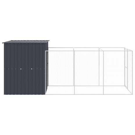 Hondenhok met ren 165x455x181 cm gegalvaniseerd staal antraciet 4