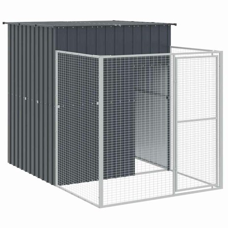 Hondenhok met ren 165x455x181 cm gegalvaniseerd staal antraciet 6