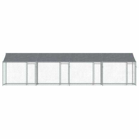 Hondenhok met dak en deuren 8x2x2 m gegalvaniseerd staal grijs 4
