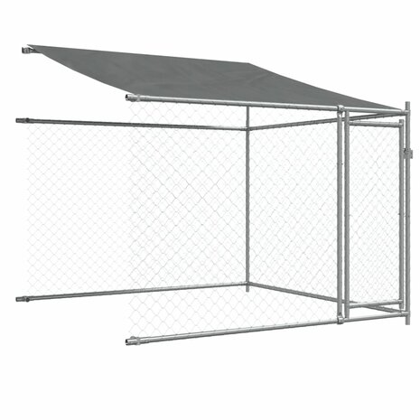 Hondenhok met dak en deuren 8x2x2 m gegalvaniseerd staal grijs 8
