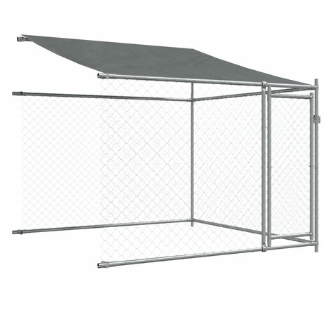 Hondenhok met dak en deuren 10x2x2 m gegalvaniseerd staal grijs 8