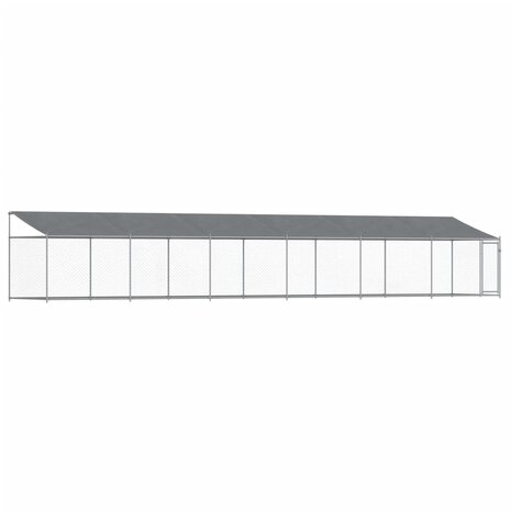 Hondenhok met dak en deur 12x2x2 m gegalvaniseerd staal grijs 2